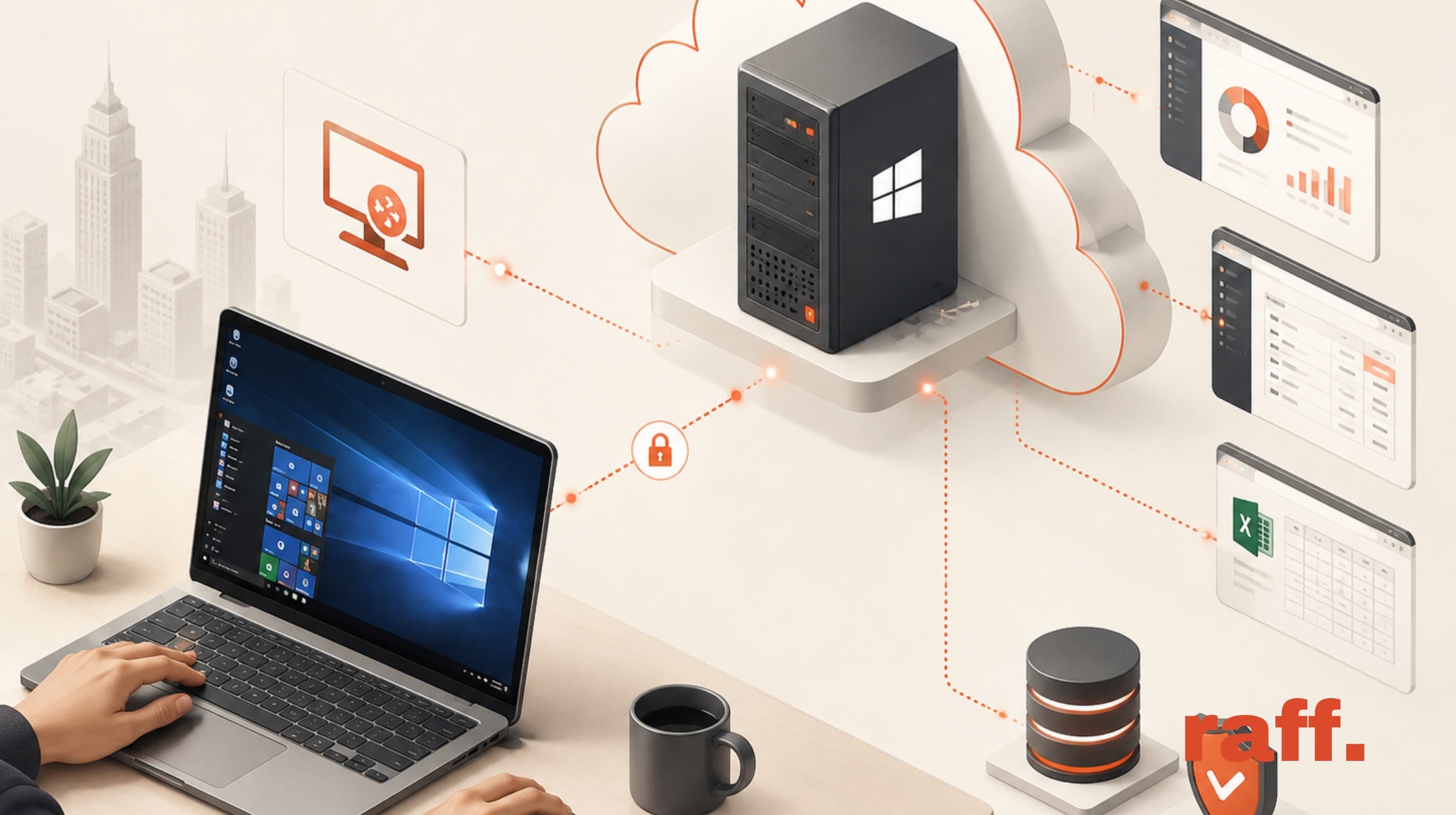 Remote Desktop session connected to a Windows VPS for small business software and remote work.
